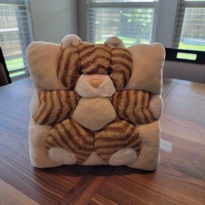 VTG T.W.I.E. Striped Ginger Tabby Kitty Cat Plush Square Pillow Stuffed Animal